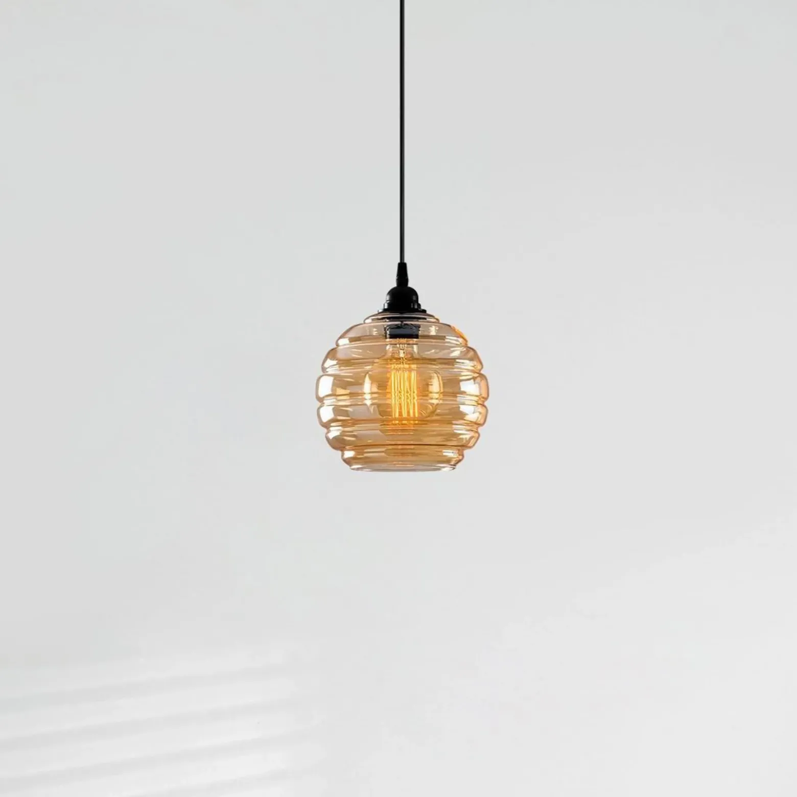 Lámpara colgante Gold 010, dorada-transparente, cristal, Ø 20 cm