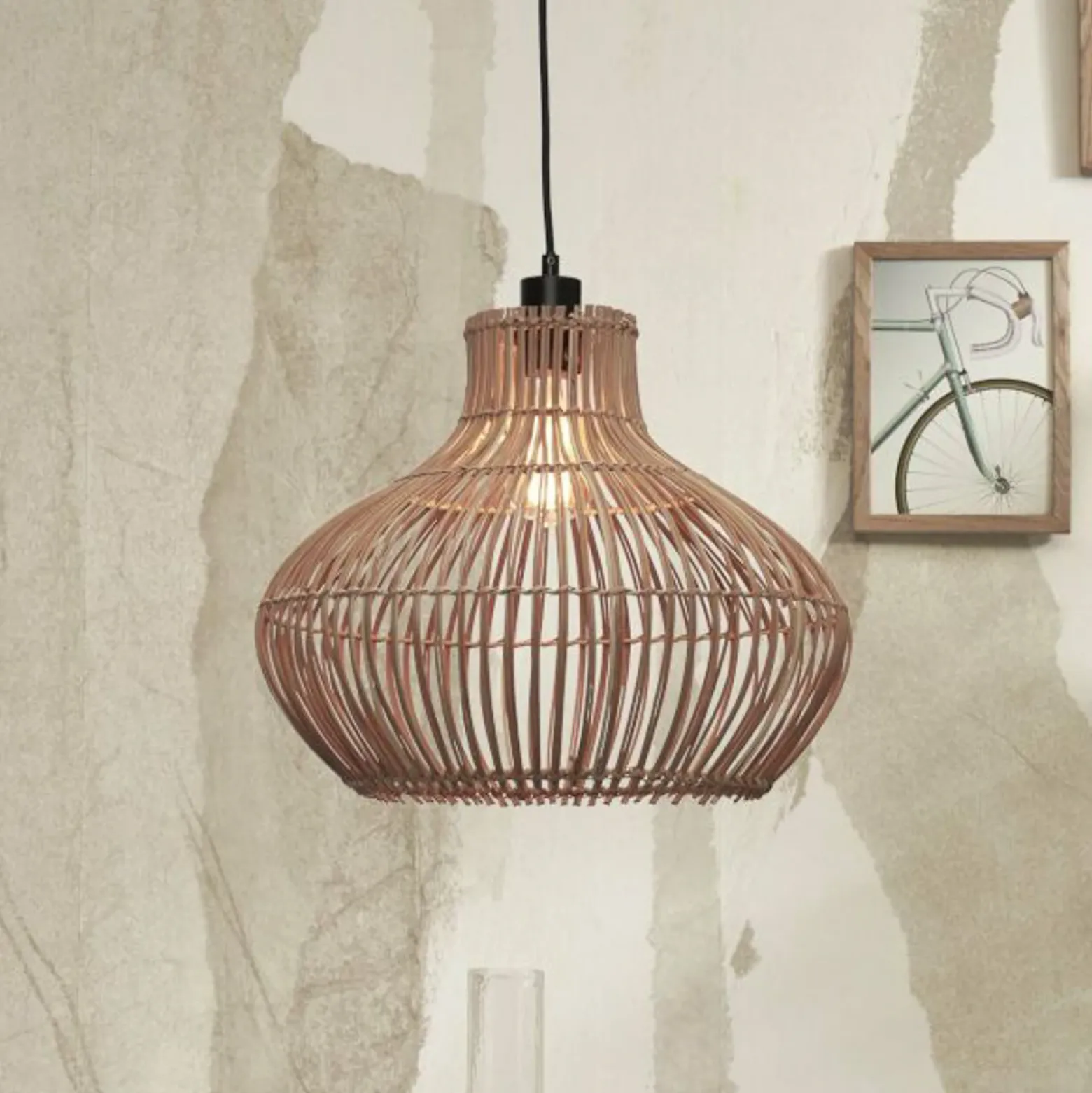 Lámpara colgante GOOD & MOJO Kalahari, Ø 42 cm, color natural, ratán, E27