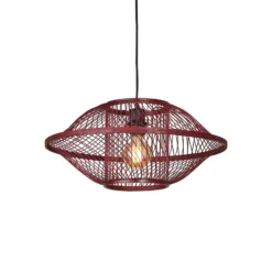 Lámpara colgante GOOD & MOJO Maui, roja, Ø 50 cm, bambú, E27