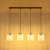 Lámpara colgante Gorley, blanco/arena, 4 luces, 110 cm, cristal, E27