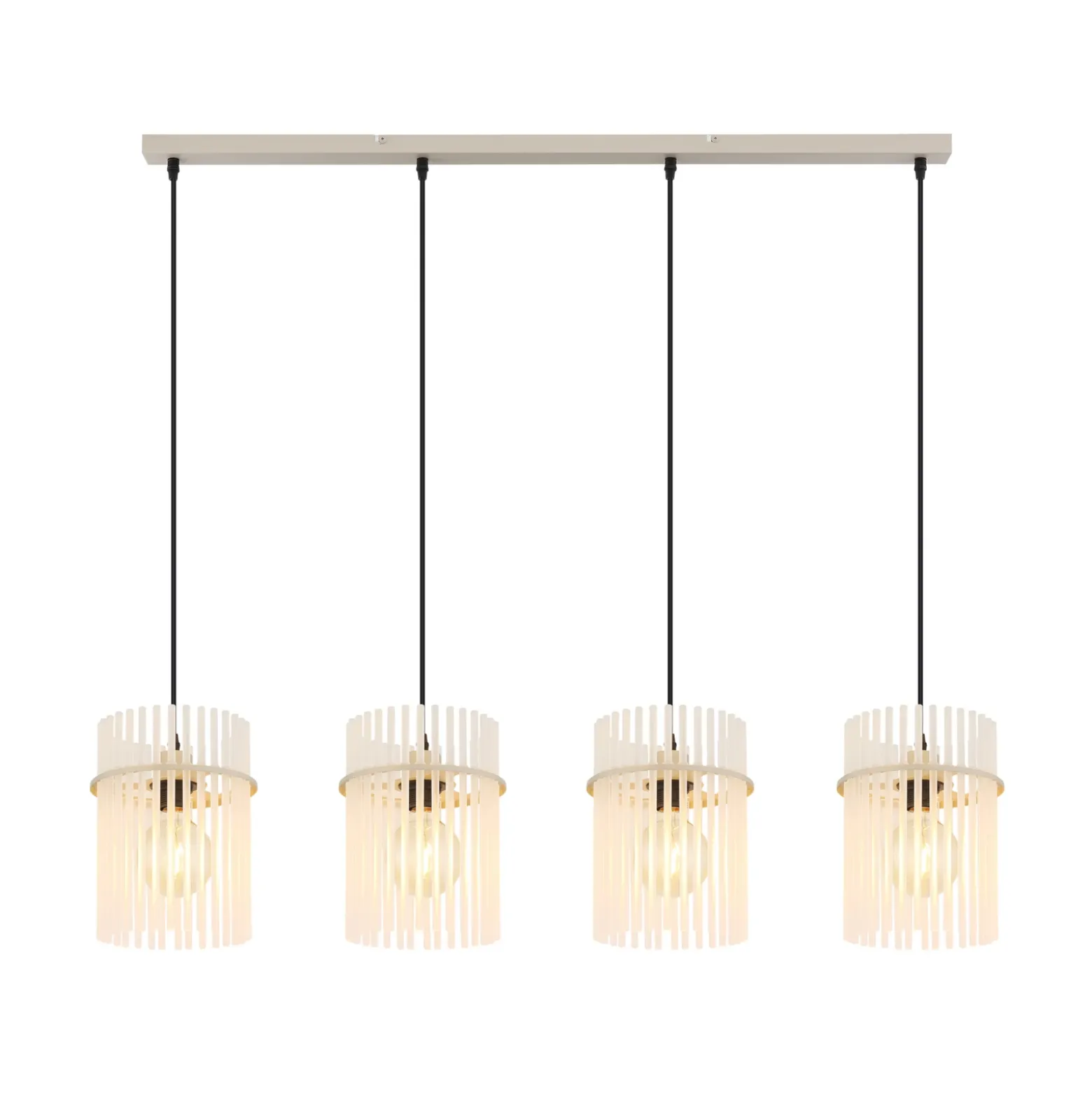 Lámpara colgante Gorley, blanco/arena, 4 luces, 110 cm, cristal, E27