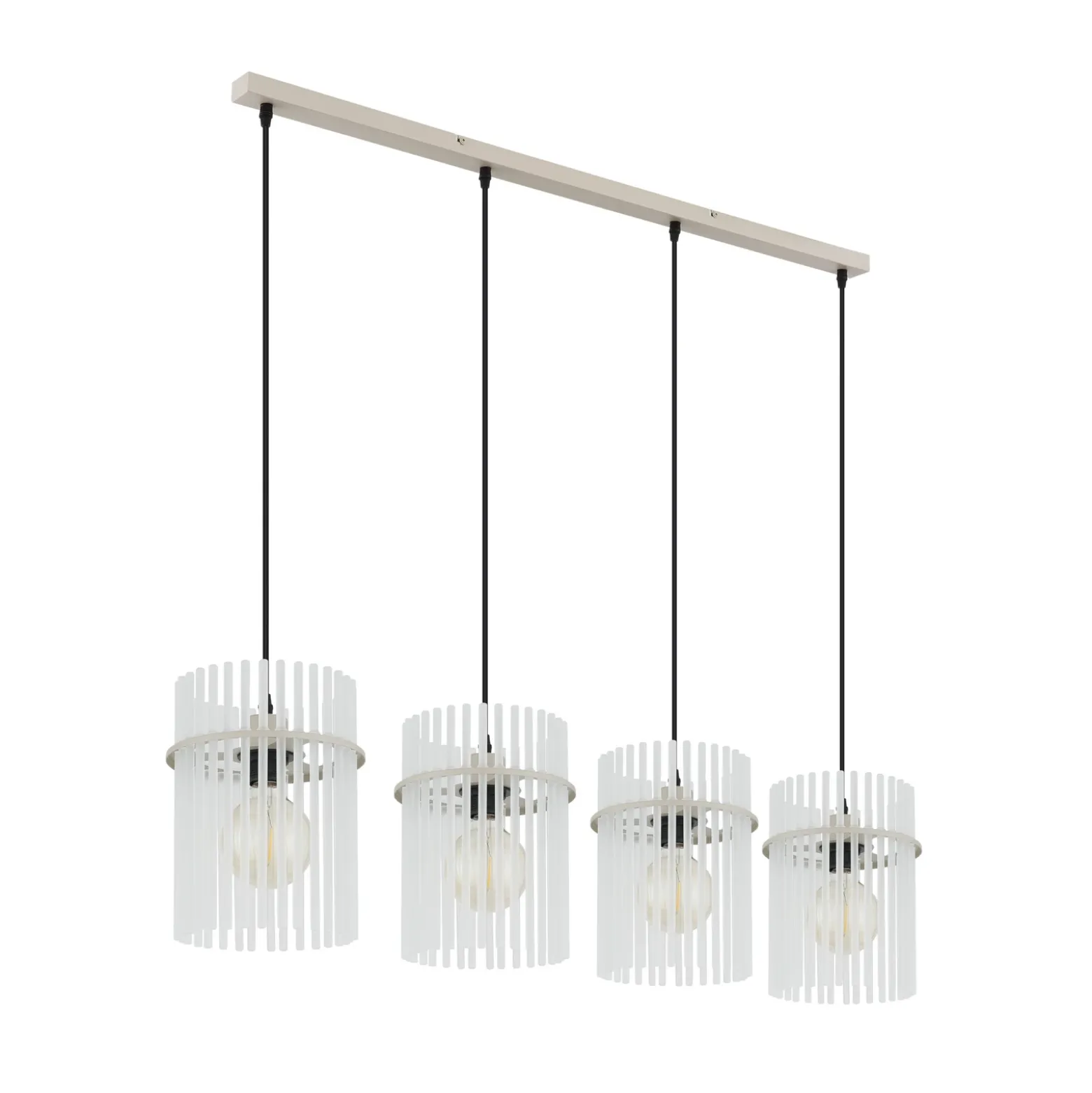 Lámpara colgante Gorley, blanco/arena, 4 luces, 110 cm, cristal, E27