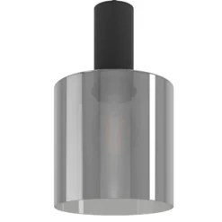 Lámpara colgante Gorosiba, negra, longitud 85 cm, acero/vidrio, 3 luces