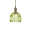 Lámpara colgante Gota, latón antiguo/verde, cristal, Ø 13 cm, enchufe