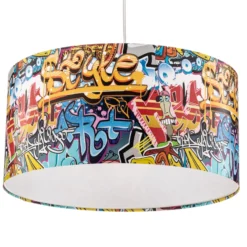 Lámpara colgante «Graffiti» con estampado fotográfico multicolor
