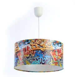 Lámpara colgante «Graffiti» con estampado fotográfico multicolor
