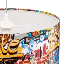 Lámpara colgante «Graffiti» con estampado fotográfico multicolor