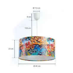 Lámpara colgante «Graffiti» con estampado fotográfico multicolor