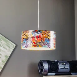 Lámpara colgante «Graffiti» con estampado fotográfico multicolor