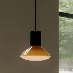 Lámpara colgante Grupa Onda, ocre, Ø 17 cm, cristal, GU10