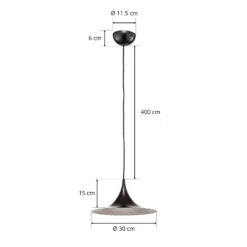 Lámpara colgante Gubi Semi, Ø 30 cm, negro