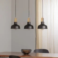 Lámpara colgante Gubo, 3 luces, negro