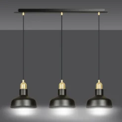Lámpara colgante Gubo, 3 luces, negro
