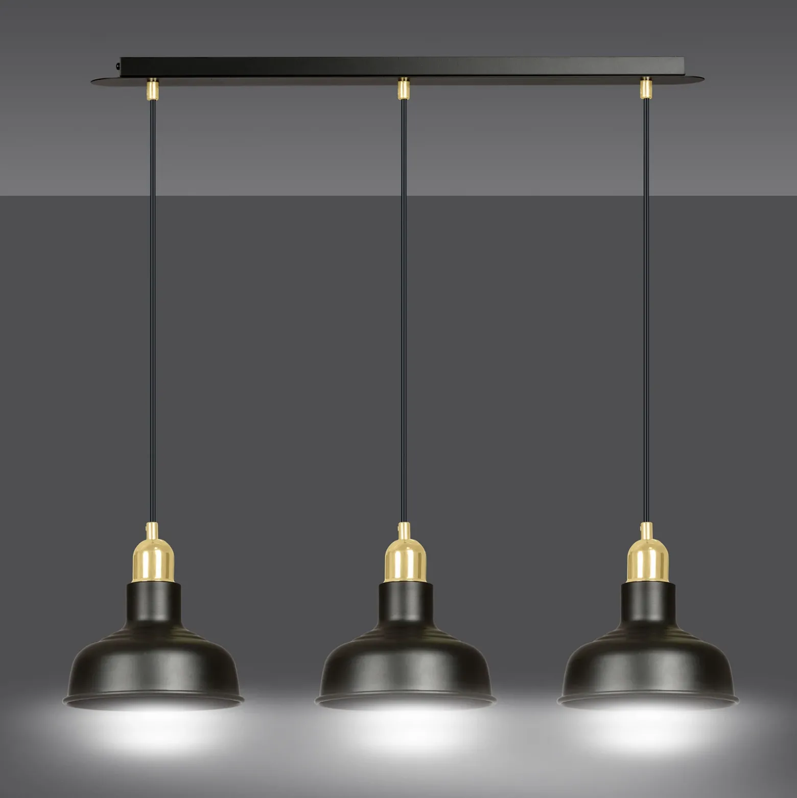 Lámpara colgante Gubo, 3 luces, negro
