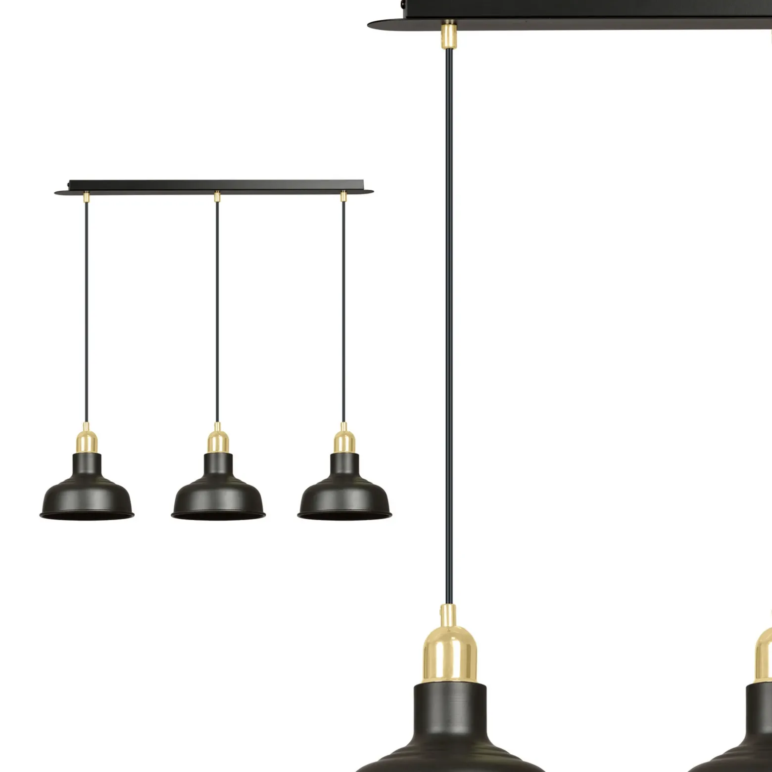 Lámpara colgante Gubo, 3 luces, negro