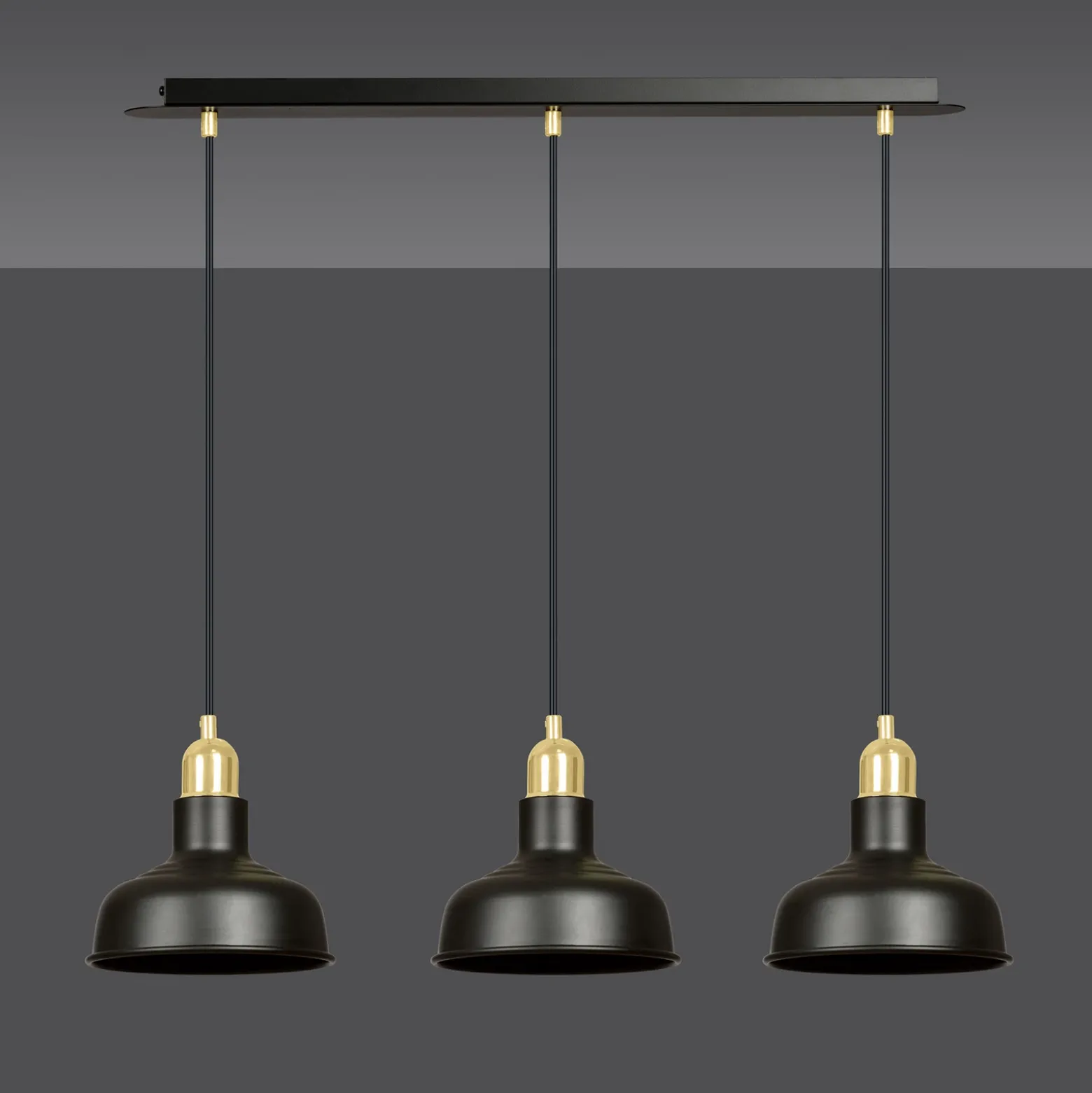 Lámpara colgante Gubo, 3 luces, negro