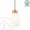 Lámpara colgante Harmony, Ø 14 cm, blanco/roble, cristal/madera