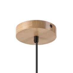 Lámpara colgante Harmony, Ø 14 cm, blanco/roble, cristal/madera