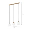 Lámpara colgante Harmony, longitud 110 cm, cristal opal, madera de roble, 3
