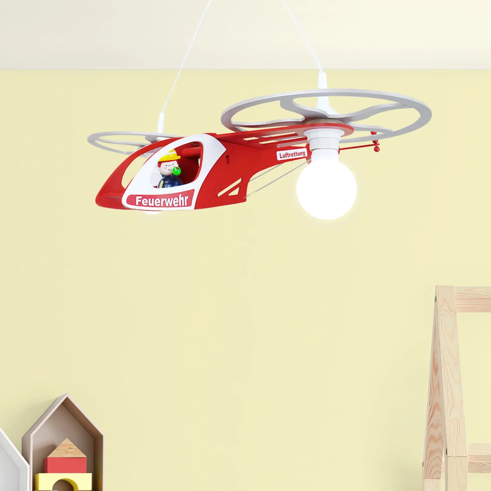 Lámpara colgante Helicoptero Fred infantil