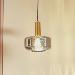 Lámpara colgante Hildur de Lindby, Ø 22 cm, 1 luz, gris humo, cristal