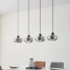 Lámpara colgante Hildur de Lindby, 4 luces, 115 cm, gris humo, cristal