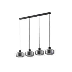 Lámpara colgante Hildur de Lindby, 4 luces, 115 cm, gris humo, cristal