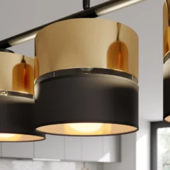 Lámpara colgante Hilton, negro/dorado, 4 luces