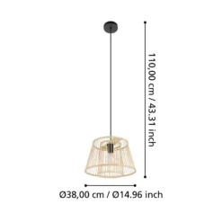 Lámpara colgante Hykeham, Ø 38 cm, natural, bambú