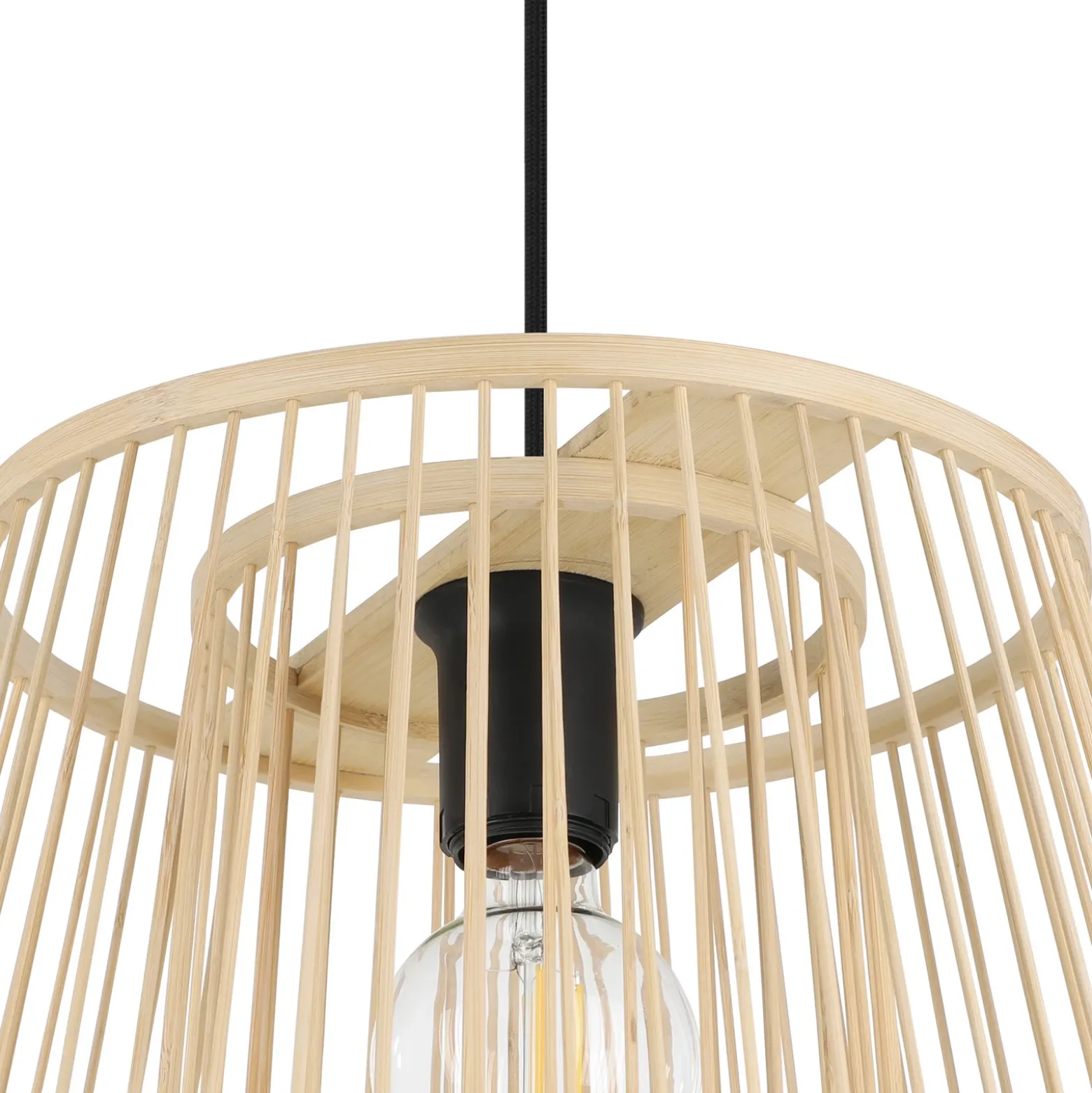 Lámpara colgante Hykeham, Ø 38 cm, natural, bambú