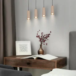 Lámpara colgante Ida, beige, 4 luces, longitud 76 cm, GU10