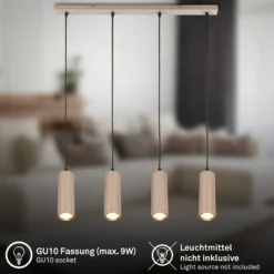 Lámpara colgante Ida, beige, 4 luces, longitud 76 cm, GU10