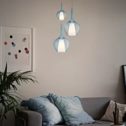 Lámpara colgante Ideal Lux Kalique 1, azul, Ø 18 cm, plástico