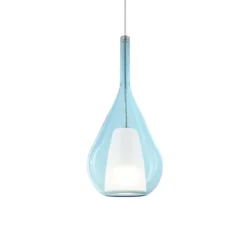 Lámpara colgante Ideal Lux Kalique 3, azul, Ø 18 cm, plástico