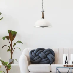 Lámpara colgante Ilsa, blanco/plateado, Ø 30 cm, regulable en altura