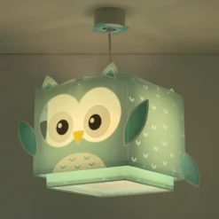 Lámpara colgante infantil Dalber LITTLE OWL, azul, con motivo de búho