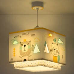 Lámpara colgante infantil Dalber HELLO LITTLE, blanco/amarillo