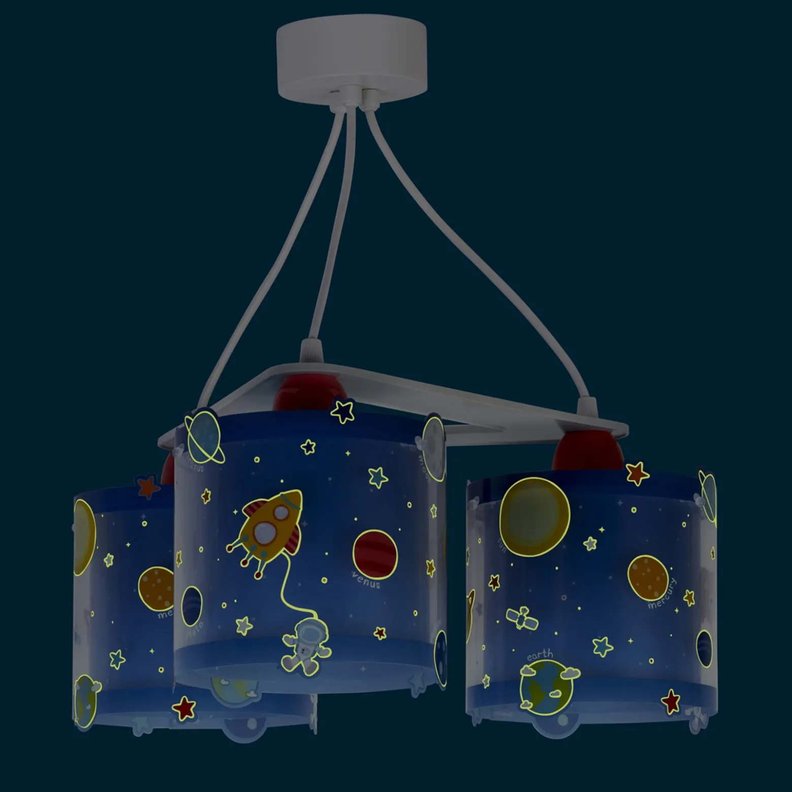 Lámpara colgante infantil Planet, 3 luces