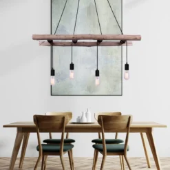 Lámpara colgante Irmgard peldaños de madera