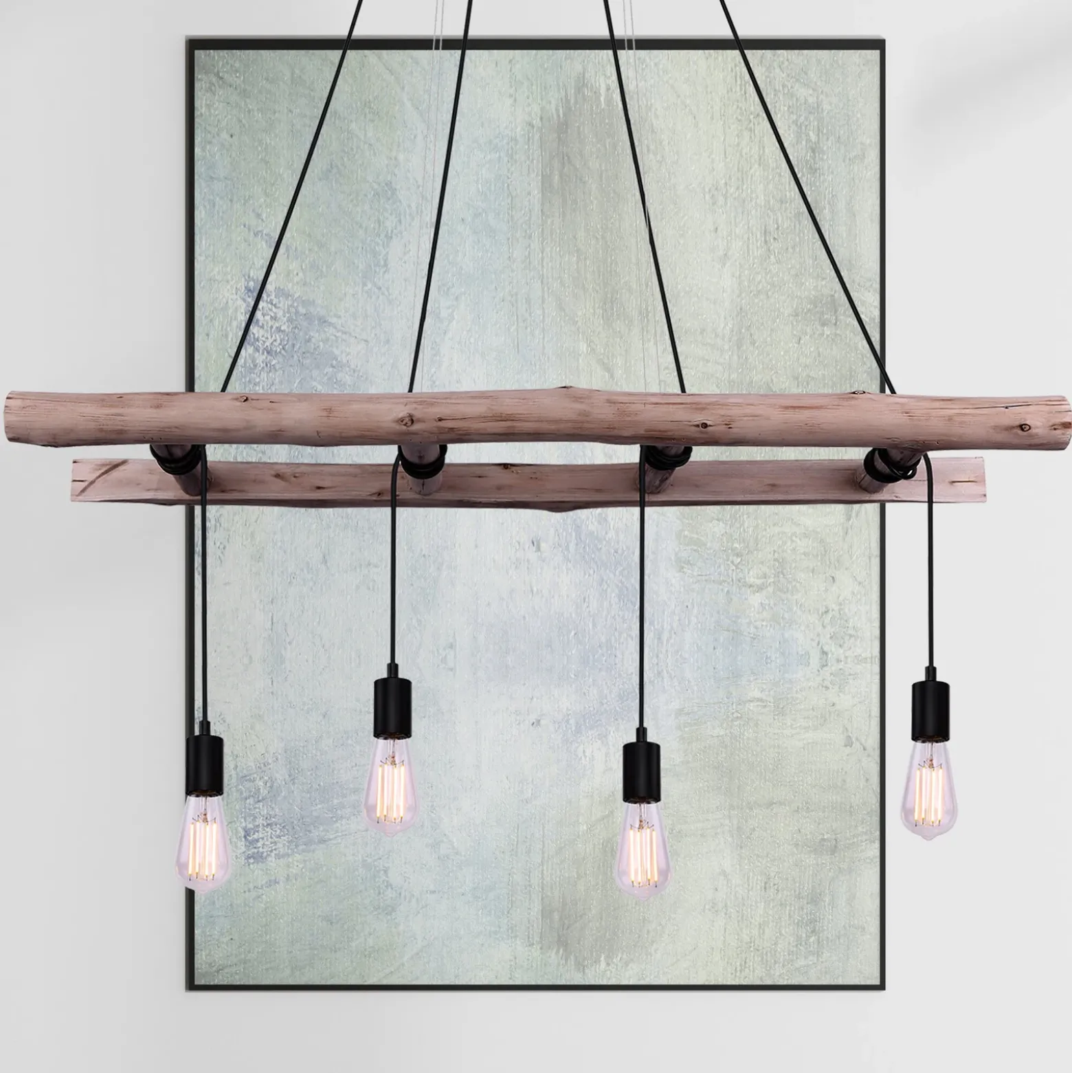 Lámpara colgante Irmgard peldaños de madera