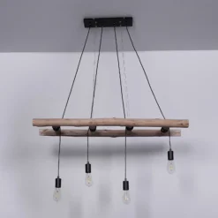 Lámpara colgante Irmgard peldaños de madera