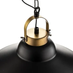 Lámpara colgante Iron, negro/blanco/latón antiguo