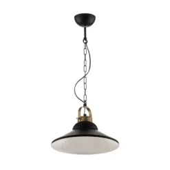 Lámpara colgante Iron, negro/blanco/latón antiguo