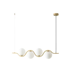 Lámpara colgante Isandro de Lucande, 98 cm, dorado/blanco, 4 luces