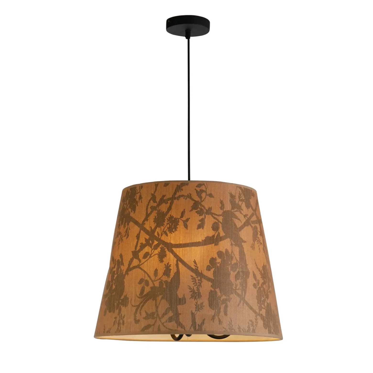 Lámpara colgante Isla, Ø 45 cm, marrón, beige, bambú, acero