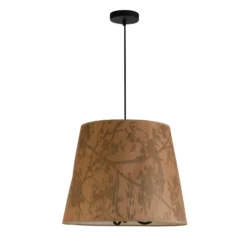 Lámpara colgante Isla, Ø 45 cm, marrón, beige, bambú, acero