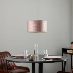 Lámpara colgante Jari con pantalla de tela 1 luz, oro rosa