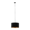 Lámpara colgante Jari con pantalla de tela, 1 luz, negro y dorado