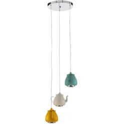 Lámpara colgante Jasse cafetera 3 luces multicolor