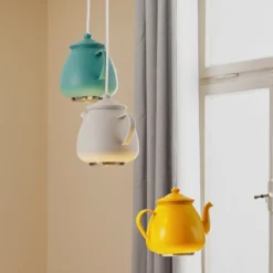 Lámpara colgante Jasse cafetera 3 luces multicolor